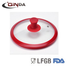 colorful silicone glass lid with knob